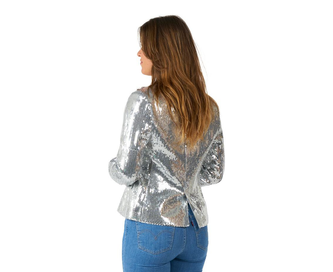 Woman jacket Sequins Silver, size 40/42 (L) EOL